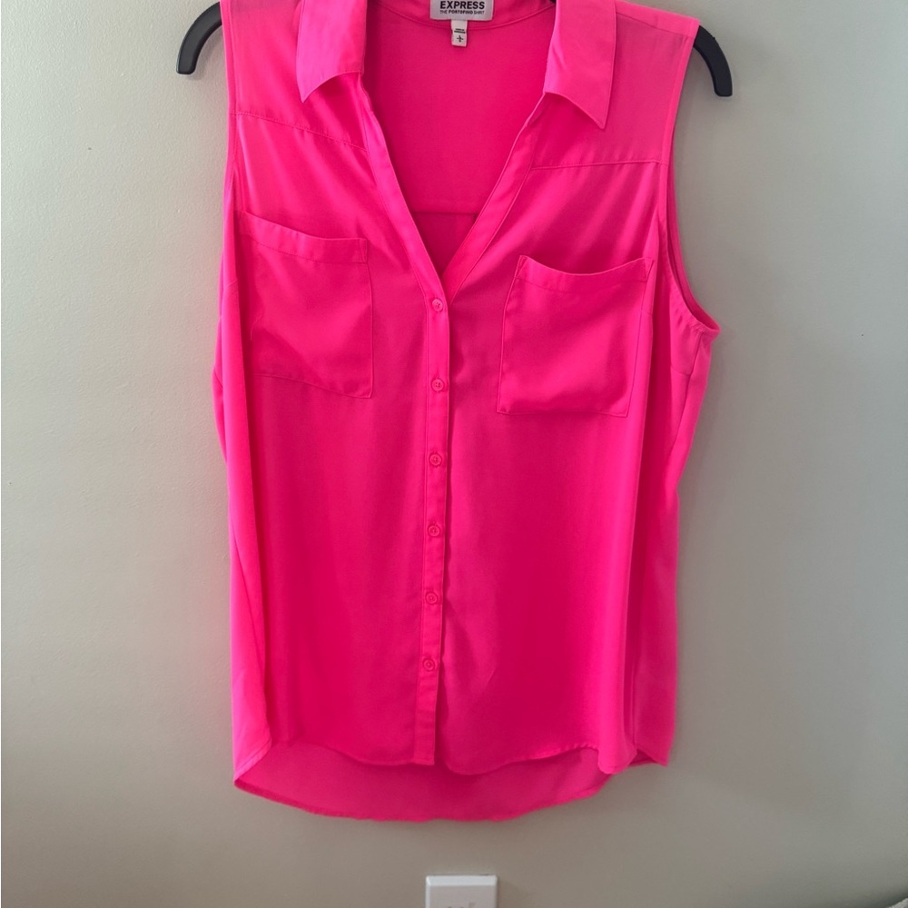 Express Pink Notched Collar Button Down Blouse.  No tears or stains. #A0012
